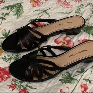 Naturalizer Slides (6.5) Leather Sandal - Black